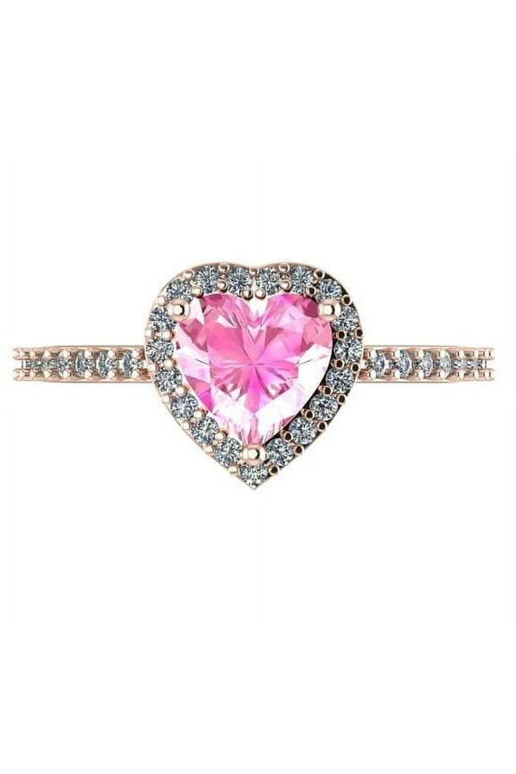 925 Sterling Silver Pink Created Sapphire Ring for Women (Heart Shape 7MM, Available in All Size's)