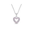 thumbnail image 1 of 925 Sterling Silver Pink Cubic Zirconia Open Heart Pendant Necklace for Girls, 1 of 8