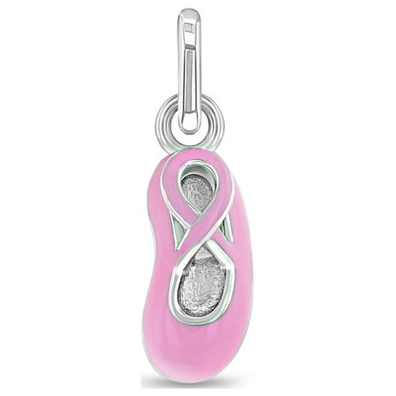 925 Sterling Silver Pink Enamel Ballet Slipper Charm for Girls Charm Bracelets