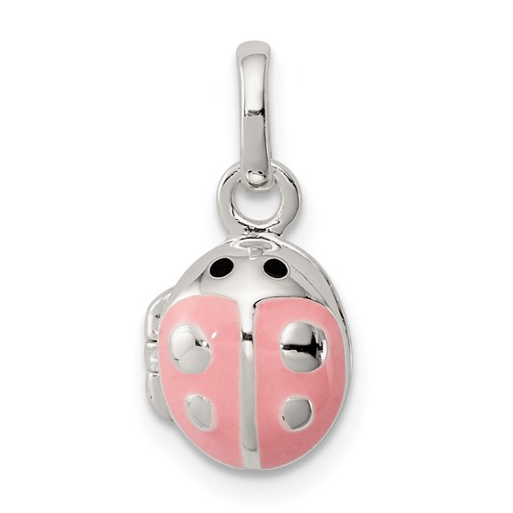 925 Sterling Silver Pink Enamel Ladybug Locket Pendant Necklace Fine Jewelry Gifts For Her