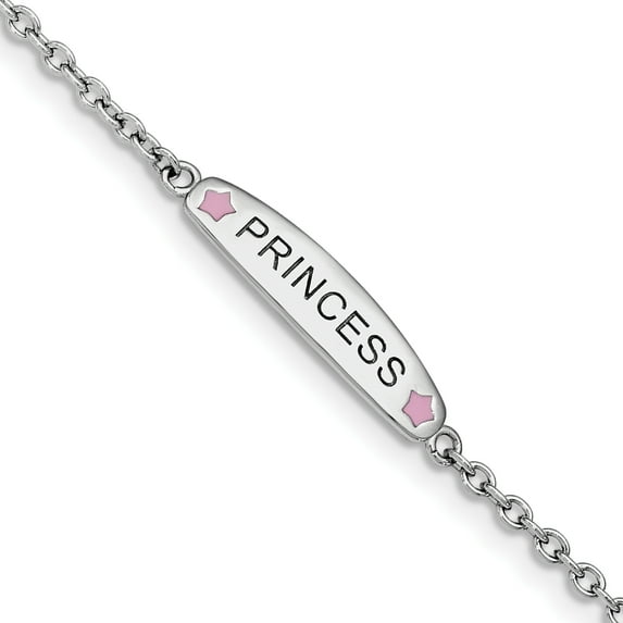 925 Sterling Silver Pink Enameled Princess 1 Inch Extension Childrenbracelet 6 Bracelet Fine Jewelry For Women Gifts For Her