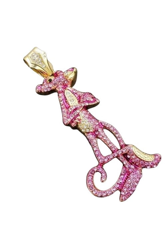 925 Sterling Silver Pink Panther Cartoon Pendant Hip Hop Cartoon Character Pendant For Men, Unique Halloween Gift, Luxury Silver Pendant For Men
