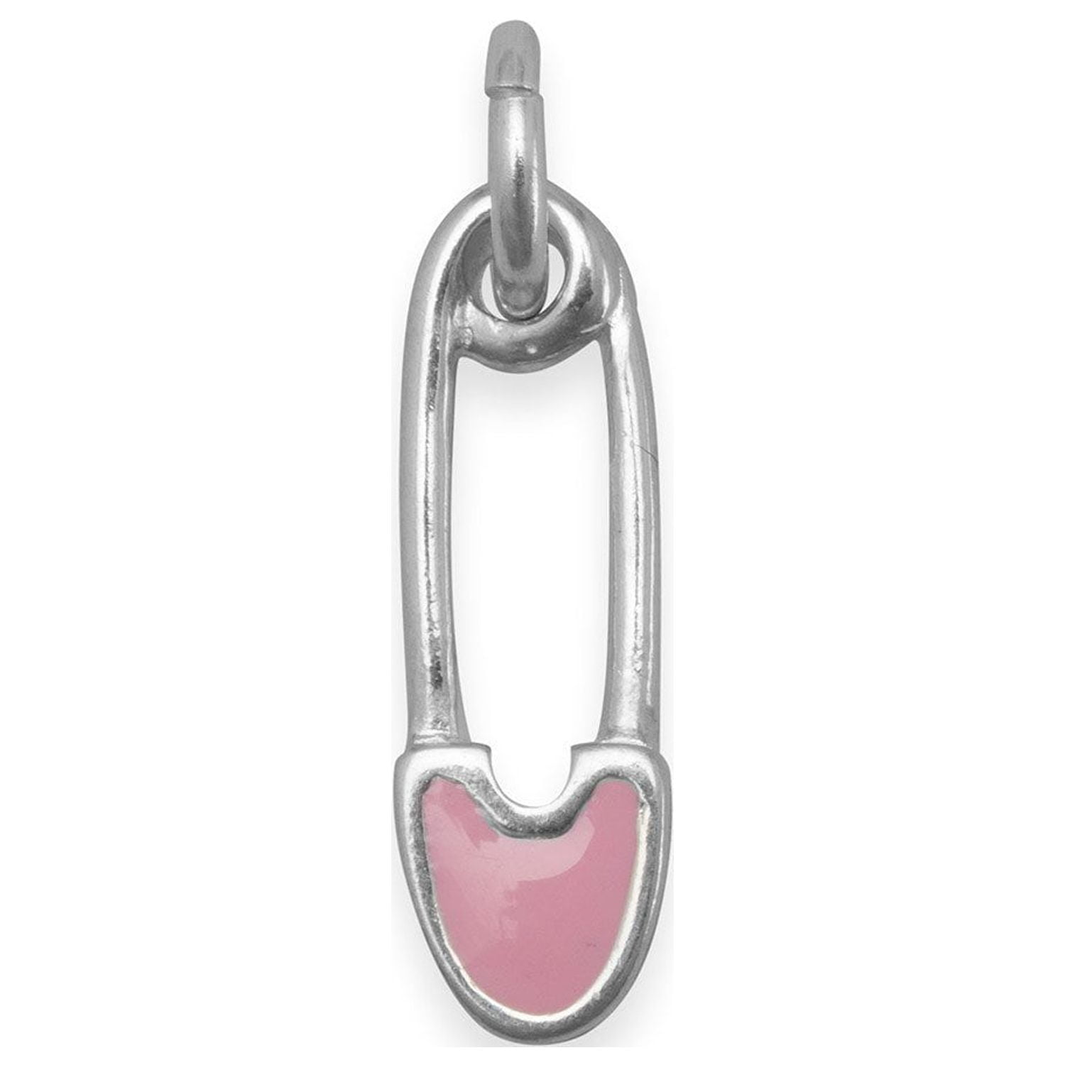 .925 Sterling Silver Pink Safety Pin Charm