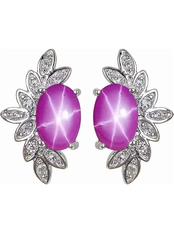 925 Sterling Silver Pink Star Ruby Earrings Elegant Women's Star Earrings, Perfect Handmade Jewelry Gift for Everyday Wear or Special Occasions Rose Gold Vermeil