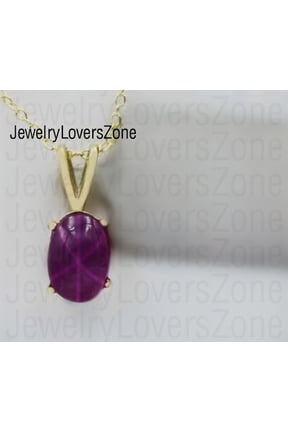 925 Sterling Silver Pink Star Ruby Pendant 6-Ray Star Gemstone Necklace Valentine’s Day Gift Statement Pendant for Her Black Vermeil 18 Inch