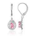 thumbnail image 1 of 925 Sterling Silver Pink Tourmaline Drop Dangle Earrings Pear Teardrop Gemstone, 1 of 10