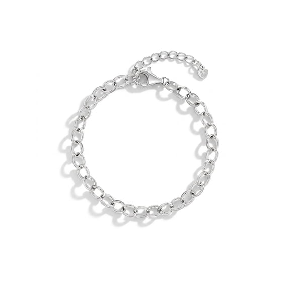 925 Sterling Silver Plain Adjustable Chain Bracelet for Little Girls Charms 5"