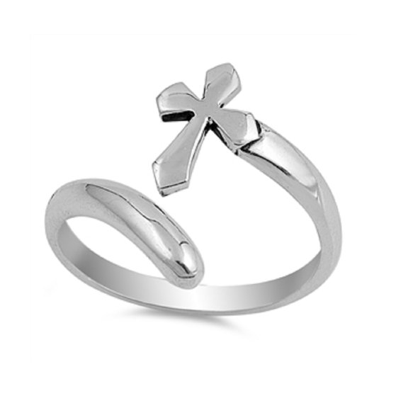925 Sterling Silver Plain Christian Cross Ring Size 9