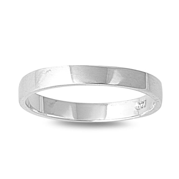 925 Sterling Silver Plain Cigar Band Style Ring Size 7
