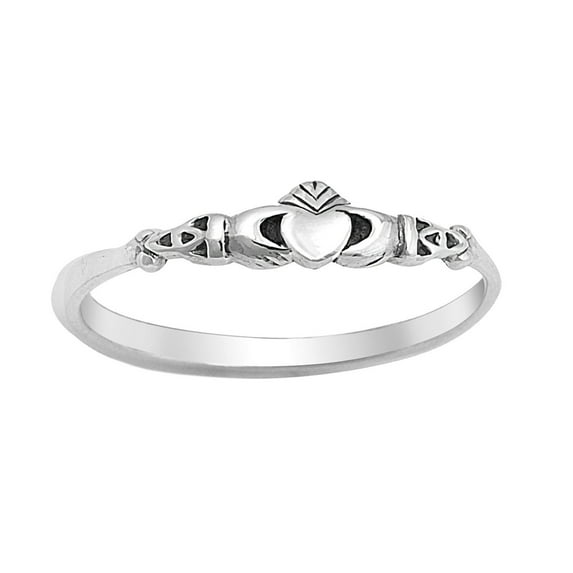 925 Sterling Silver Plain Claddagh Ring Size 4