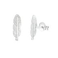 thumbnail image 1 of 925 Sterling Silver Plain Feather Stud Earring, 1 of 2