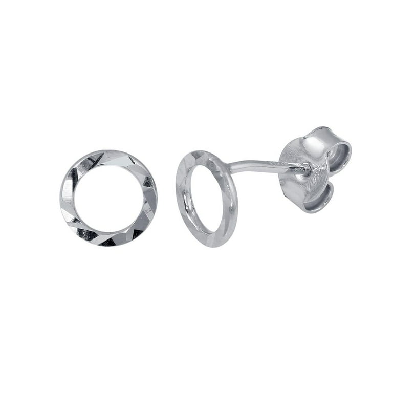 925 Sterling Silver Plain Flat Open Circle Stud Earring