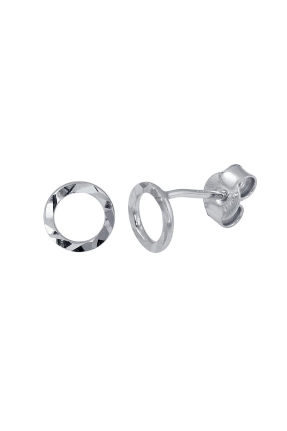 925 Sterling Silver Plain Flat Open Circle Stud Earring