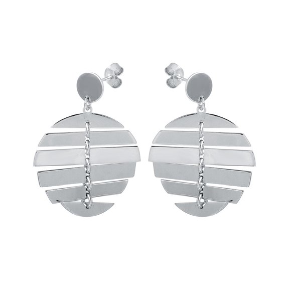 925 Sterling Silver Plain Flexible Disc Dangling Stud Earring