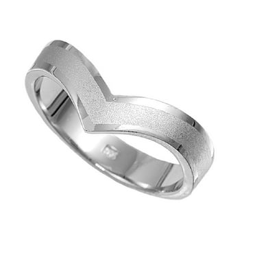 925 Sterling Silver Plain Pointed V Ring Size 4