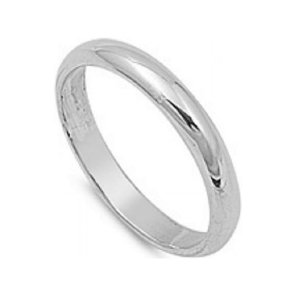 925 Sterling Silver Plain Wedding Band Ring Size 10