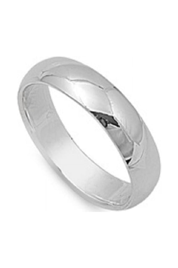925 Sterling Silver Plain Wedding Band Ring Size 4