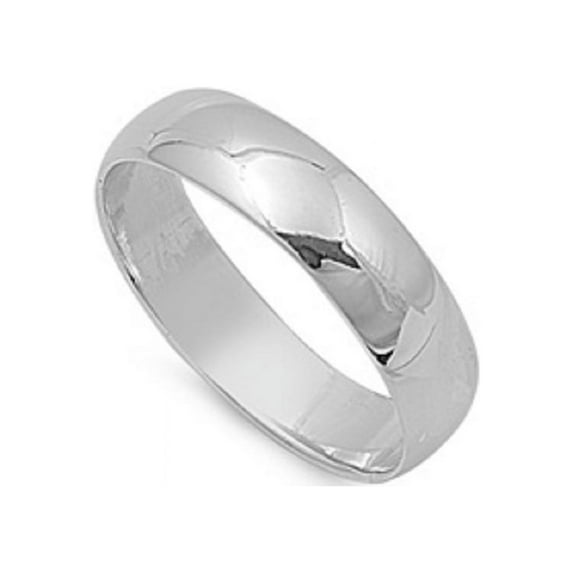 925 Sterling Silver Plain Wedding Band Ring Size 5