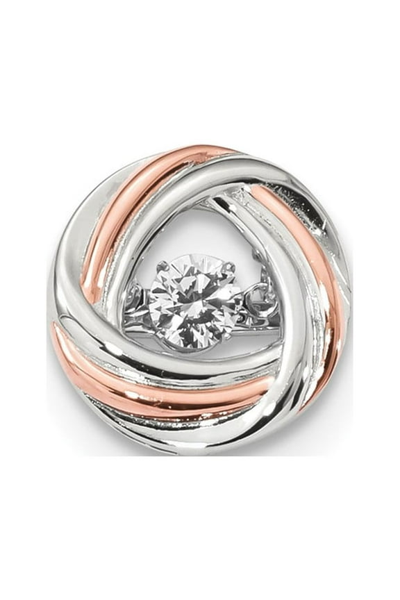 925 Sterling Silver Plat-plate Rose-tone Vibrant Swar Zirconia Chain Slide; for Adults and Teens; for Women and Men