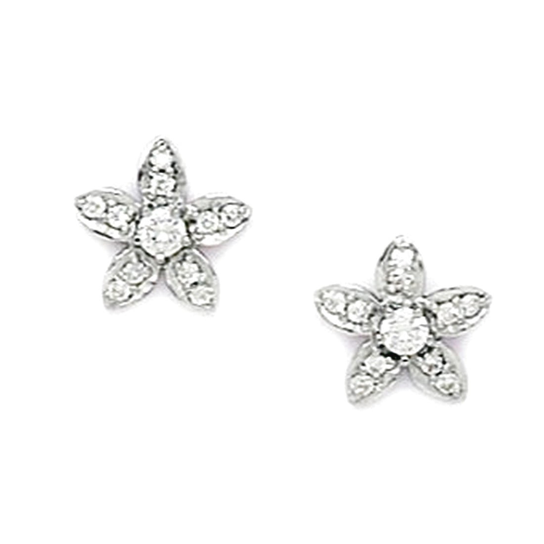 925 Sterling Silver Plated April Clear 3x3mm CZ Screw Back Earrings 10x10mm Stud Earring for Women