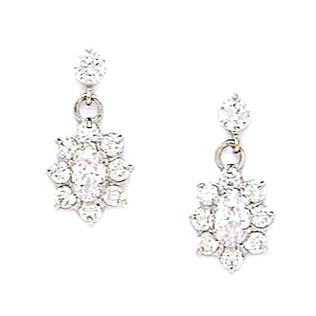 925 Sterling Silver Plated April Clear 3x5mm Cubic Zirconia Screwback Earrings 16x8mm Stud Earring for Women