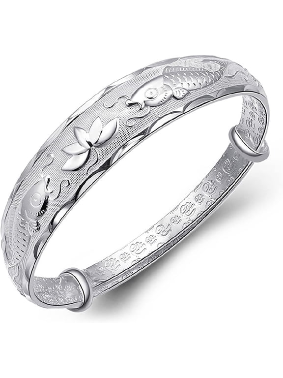 925 Sterling Silver Plated Bangle, Fashionable Multi-Layer Cross-Wire Bangle, Adjustable Wide Bangle