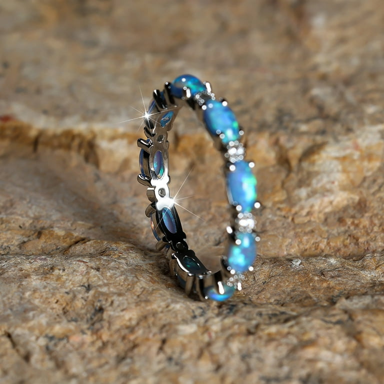 Sterling Silver Oval Created Opal & Purple CZ Ring Sterling Silver Oval Created Opal & Purple CZ Ring