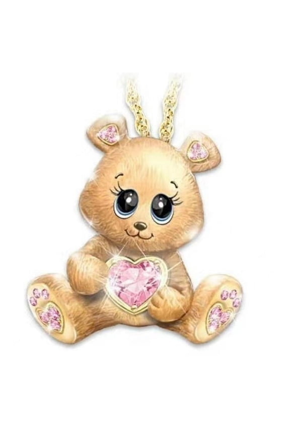 925 Sterling Silver Plated Diamond Elephant Crystal Heart Bear Pendant Necklace