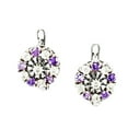 thumbnail image 1 of 925 Sterling Silver Plated February Purple CZ Flower Leverback Earrings 13x9mm Stud Earring for Women, 1 of 2