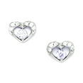thumbnail image 1 of 925 Sterling Silver Plated June Lt-Purple 3x3mm CZ Love Heart Screw Back Earrings 7x9mm Stud Earring for Women, 1 of 2