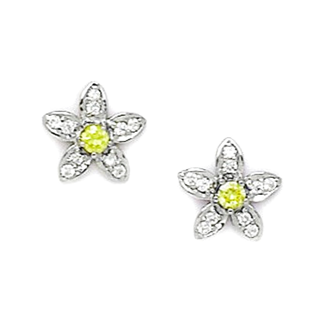 925 Sterling Silver Plated November Yellow 3x3mm CZ Screw Back Earrings 10x10mm Stud Earring for Women
