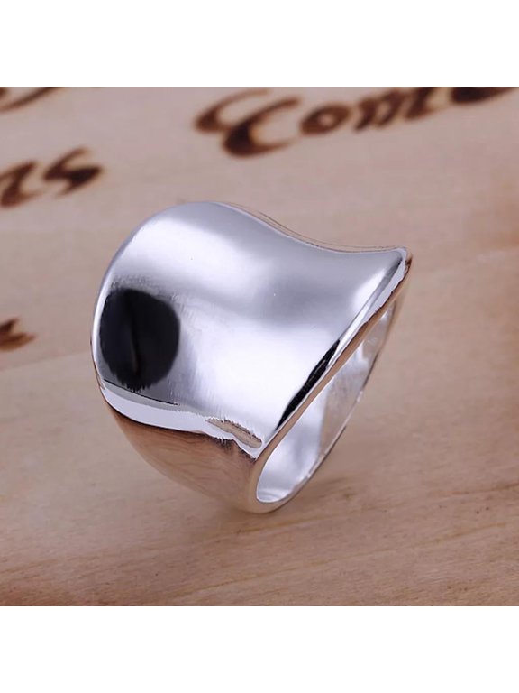 925 Sterling Silver Plated Plain Band Matte Ring Statement Polished Comfort Fit Size 8 B7