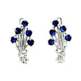 thumbnail image 1 of 925 Sterling Silver Plated September Blue CZ Bouquet Leverback Earrings 15x9mm Stud Earring for Women, 1 of 2