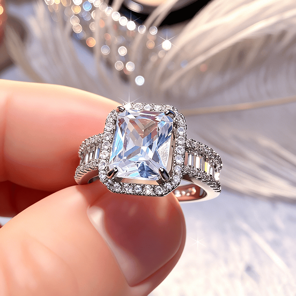 Shiny Rage Ring 925 Sterling Silver Plated Shiny Engagement Ring's for Women Full ...