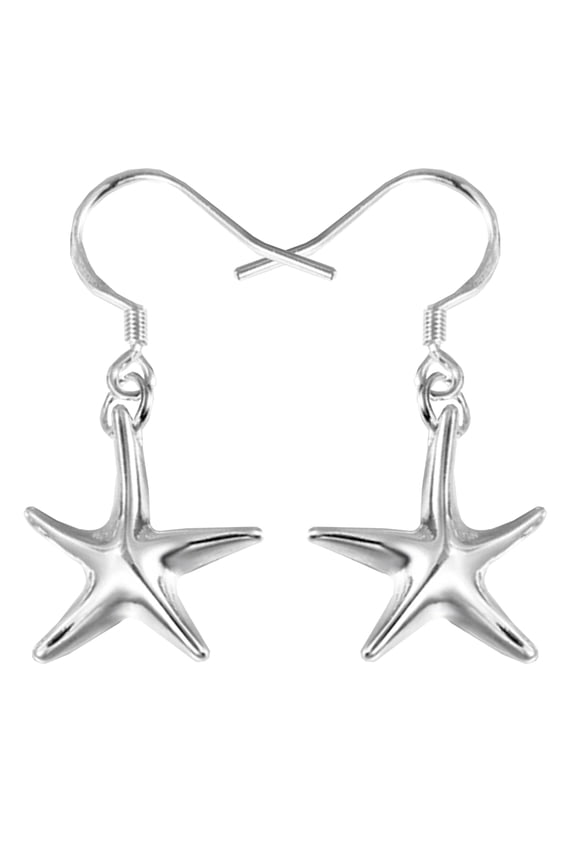 925 Sterling Silver Plated Starfish Dangle Earrings for Women