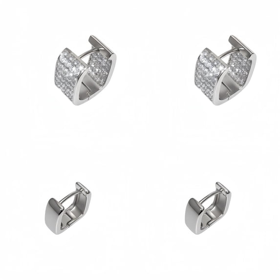 White Gold Plated Earrings Small Chunky Earrings for Women Trendy Zirconia Hypoallergenic Cute Thick Hoops Earing Jewelry for Women Gifts 2Pairs