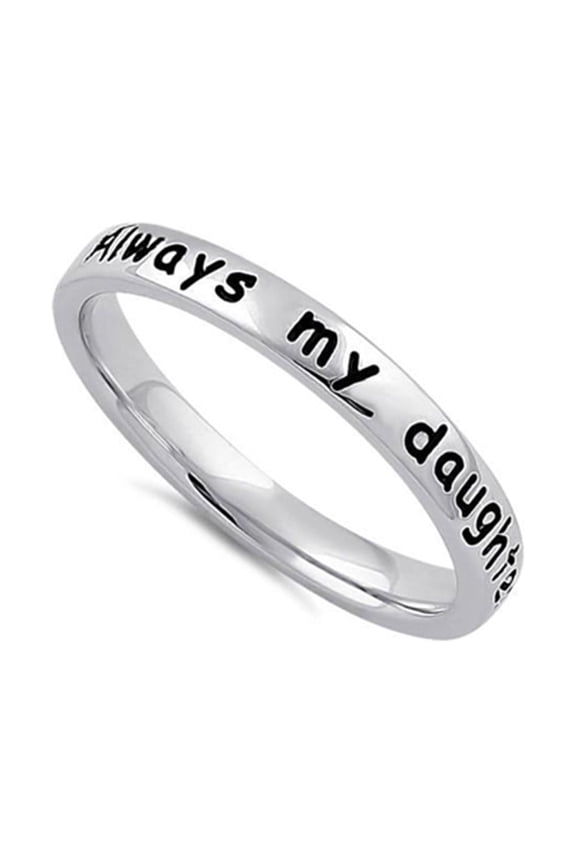 925 Sterling Silver Platinum Plated Always My Daughter Forever My Friend Women Valentines Day Gifts Ring