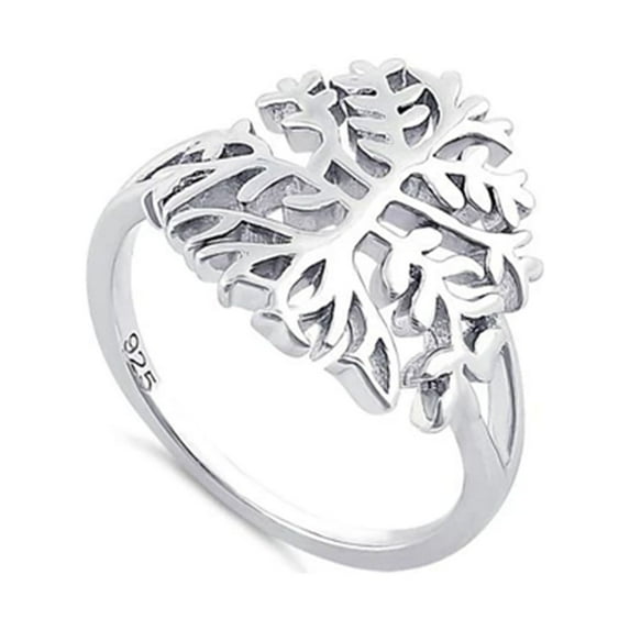 925 Sterling Silver Platinum Plated Ancient Tree Of Life Women Valentines Day Gifts Ring