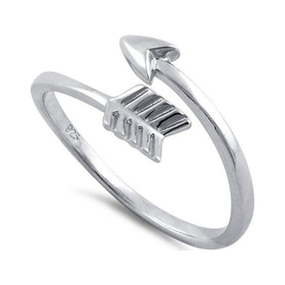 925 Sterling Silver Platinum Plated Arrow Women Valentines Day Gifts Ring