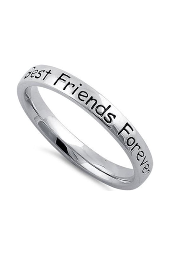 925 Sterling Silver Platinum Plated Best Friends Forever Women Valentines Day Gifts Ring