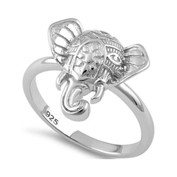 925 Sterling Silver Platinum Plated Boho Elephant Head Women Valentines Day Gifts Ring