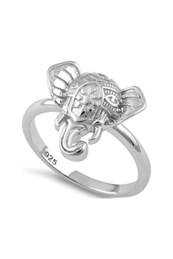 925 Sterling Silver Platinum Plated Boho Elephant Head Women Valentines Day Gifts Ring