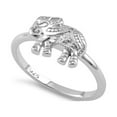 thumbnail image 1 of 925 Sterling Silver Platinum Plated Boho Elephant Women Valentines Day Gifts Ring, 1 of 2