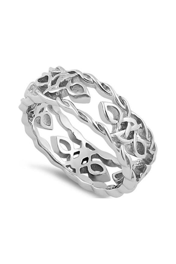 925 Sterling Silver Platinum Plated Celtic Autumn Women Valentines Day Gifts Ring Eternity Women Valentines Day Gifts Ring