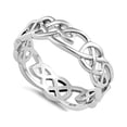 thumbnail image 1 of 925 Sterling Silver Platinum Plated Celtic Pattern Women Valentines Day Gifts Ring, 1 of 2