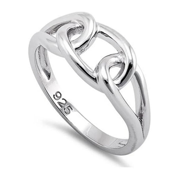 925 Sterling Silver Platinum Plated Chain Link Women Valentines Day Gifts Ring