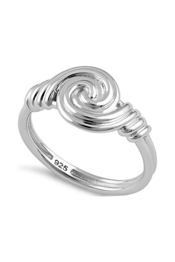 925 Sterling Silver Platinum Plated Circle Swirl Women Valentines Day Gifts Ring