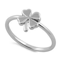 925 Sterling Silver Platinum Plated Clover Valentines Day Gifts Ring