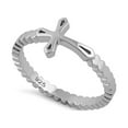 thumbnail image 1 of 925 Sterling Silver Platinum Plated Cross Art Valentines Day Gifts Ring, 1 of 2