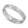 thumbnail image 1 of 925 Sterling Silver Platinum Plated Curved Line Women Valentines Day Gifts Ring, 1 of 2